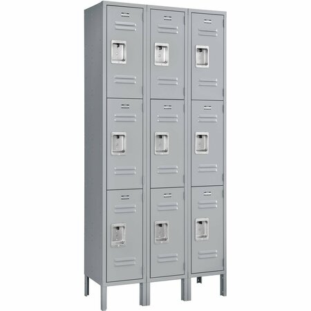 Global Industrial Infinity 3-Tier 9 Door Locker, 36inW x 15inD x 78inH, Gray, Assembled 493424GY